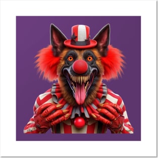 Scary Doggie Clown Posters and Art